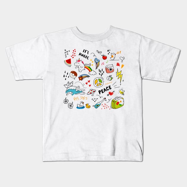 Fun Rainbow Kids T-Shirt by Vintage Dream